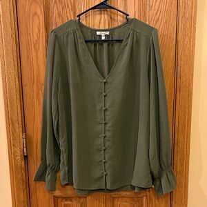 Maurices Deep Olive Blouse with Button Detail
